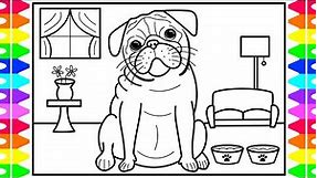 HOW TO DRAW A PUG 🐶Dog Drawings for Kids | Dog Coloring Pages for Kids