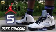 EARLY LOOK!! JORDAN 5 "DARK CONCORD" DETAILED REVIEW & ON FEET W/ LACE SWAPS!!