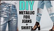 DIY- How To Make METALLIC FOIL T-shirt + Jeans - By Orly Shani