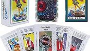 Tarot Cards for Beginners with Meanings on Them, 78 Tarot Deck with Guide Book, Plastic Waterproof Holographic Tarot Cards with Keywords, Unique Luxury Gifts for Fortune Telling Divination (Silver)