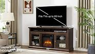 Ochangqi Modern Electric Fireplace TV Stand Console for TVs up to a 65", Media Entertainment Center with Farmhouse Glass Door Storage Cabinet for Living Room (Brown)