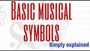 Basic musical symbols, simply explained.