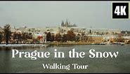 Prague in the Snow | 4K Walkthrough | ASMR | No Music | No Talking | 1 Hour +