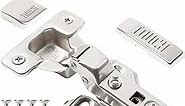 Cabinet Hinges (10 Pairs, 20 PCS) Face Frame Cupboard Door Hinge 3/8" Inch Half Overlay Concealed European Clip-On Hinges for Kitchen Cabinet 3-Way Adjustable with Dowels