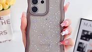 WOWACASE Glitter Curly Wavy Clear TPU Case Compatible with Samsung Galaxy Case (Galaxy S21 Ultra,Pink)