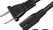 Short AC Universal Power Cord,Short Power Cable 2 Prong for Camera Battery Chargers,TV, Monitor, Projector, Printer,tv Power Cord Replacement,2 Slot Power Cord,Computer Charger Cable，18 AWG