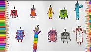 Let's Draw and Colour The Numberblocks, 1 - 10! Kids Maths and Colouring Skills