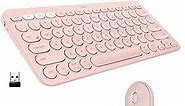 Logitech K380 Multi-Device Wireless Bluetooth Keyboard for Mac + Pebble M350 Wireless Mouse with Bluetooth or USB for iPad, Notebook, PC and Mac - Combo with Slim Portable Design, Quiet Clicks - Rose