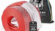 Dawnerz Recovery Tow Strap Heavy Duty 20 ft 90000 lbs - Towing Rope 6 m 42 Tons for Truck and Bus