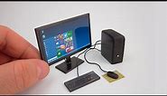 DIY Realistic Miniature Desktop PC with LED Widescreen Monitor | DollHouse | No Polymer Clay!