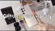 Aesthetic galaxy S24 ultra unboxing 🩶| titanium gray | watch6 classic & buds2 pro unboxing