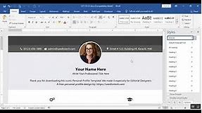 Free iconic personal profile template for Word