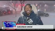 Heavy snow falling in Chicago suburbs