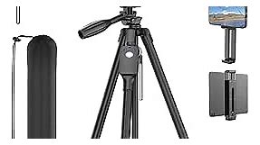 63" Tripod Stand for 4"-13" Phone & Tablet, Camera Tripod Stand with Rechargeable Remote & Bag, Aluminum Professional Tripod 2 in 1 Mount & 1/4" Screw Tripods for iPhone, iPad, Camera, Projector