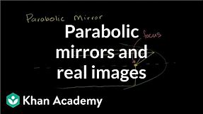 Parabolic mirrors and real images | Geometric optics | Physics | Khan Academy