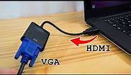 HDMI to VGA adapter • Setup with laptop and old VGA monitor