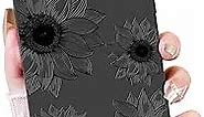OOK Floral case for iPhone 15 Plus Case, Cute Sunflower Floral Blooms Design Soft TPU Shockproof Protective for Women Girls Phone Cover - Black Flower