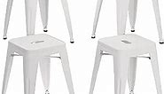 18 Inch Stools Set of 4 Metal Stools Vintage Stackable Chairs Backless Kids Stools for Classroom Home Kitchen White Stools