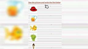 See the Picture and write the first letter | English | Nursery Learning | Preschool learning