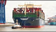 World's Largest Container Ship HMM ALGECIRAS leaving port of Hamburg | HDR