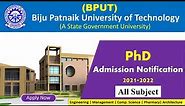 PhD Admission 2021 in Biju Patnaik University of Technology | BPUT PhD admission Notice 2021 | BPUT