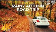 Relaxing Scenic Drive on a Rainy Autumn Day - New England Autumn Road Trip in 4K HDR