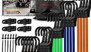 Ultimate Outdoor Bungee Cord Assortment - Heavy Duty Set of 36 Bungee Cords (18",24",32",40",48"), with Hooks - Elastic Straps for Camping, Securing, and DIY