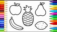 Fruits Coloring Pages - How to Draw and Paint Sweet Fruits - Art Colours for Kids
