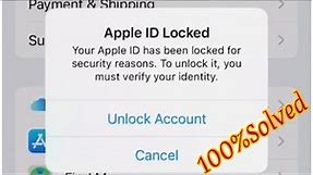 Apple ID Locked Your Apple Id Has Been Locked For Security Reasons,Unlock Account ,Verify Identity