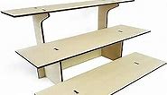 3-Tier Straight Wooden Retail Table Display Stand with Shelves for Products - Portable | 3 Step Straight Display Rack for Retail Table Top, Counter Top, Craft Shows, Farmers Market, Tradeshows 9.5" L