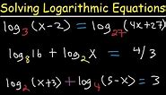 Solving Logarithmic Equations With Different Bases - Algebra 2 & Precalculus