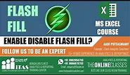 Enable Disable Flash Fill | Flash Fill | Advanced Excel