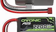 OVONIC 2S Lipo Battery 35C (Burst 70C) 2200mAh 7.4V Lipo Battery with Dean-Style T Connector for RC Airplane Helicopter Quadcopter FPV Racing Drone(2 Packs)