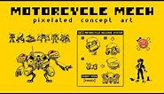 Pixelated Concept Art | Motorcycle Mech