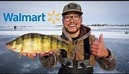 Walmart Lure Ice Fishing Challenge! (PERCH CATCH CLEAN COOK)