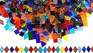 Lanyani 1600 Pieces Transparent Cathedral Glass Mosaic Tiles Pieces for Arts and Crafts Mixed Color Stained Glass Pieces, 4 Shapes Mixed