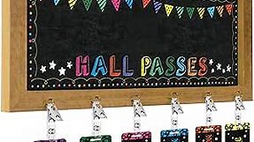 Chuangdi 7 Pcs Hall Passes for Classroom Include 1 Hall Passes Rustic Chalkboard with 6 Pack of Hall Passes Bathroom Passes Chalkboard for Classroom Middle School Supplies
