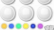 Battery Operated LED Push Lights with Wireless Remote, 13 Color RGB - for Closet, Bedroom Wall, Under Cabinet, Battery Powered Puck Lights. Convenient 3M Stick On, 6 Pack