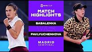 Aryna Sabalenka vs. Anastasia Pavlyuchenkova | 2021 Madrid Semifinals | WTA Match Highlights