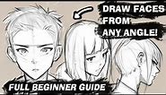 How to Draw Anime Faces from ANY ANGLE! Full BEGINNER Guide 🙃