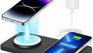 for Dual Magnetic Wireless Charging Pad: 2 in 1 Wireless Charging Station for iPhone 14/13/12/mini/Pro/Plus/Pro Max, Wireless Charger Pad for Airpods 3/Pro/2（25W PD Adapter Included） Black
