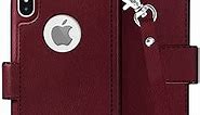 LUPA iPhone X Wallet Case -Slim & Lightweight iPhone X Case with Card Holder - iPhone Xs Wallet Case for Women & Men - Faux Leather i Phone Xs Purse Cases, Burgundy, Includes Wristlet