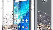 Wtiaw:Cricket icon 2 Case (2020 Version),Cricket icon 2 Phone Cases,Flowing Liquid Floating Ultra Thin Shock Absorption Glitter Case for:Cricket icon 2-SA Gold