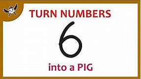 How To Turn Number 6 into Cartoon PIG – Learn Doodle Art on Paper for Kids ✔