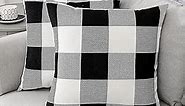 1Pack Set of 2 Black and White Farmhouse Buffalo Check Throw Pillow Covers 18 x 18 Inch Fall Christmas Decorative,Classic Retro Plaids Linen Case,for Sofa Bedroom Living Room (No Inserts)