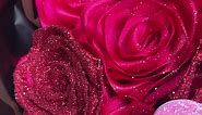 7 count pink and rwf glitter bouquet with hearts 😍😍#fyp #flowers | Flowers Bouquet