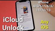 iCloud Unlock iPhone 4/5/6/7/8/X/11/12/13 Any iOS without Password