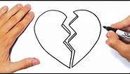 How to draw a Broken Heart Step by Step | Love Drawings Tutorials