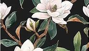 HAOKHOME 93086 Vintage Floral Peel and Stick Wallpaper Black/White/Green Removable for Bedroom Decorations 17.7in x 118in