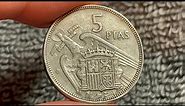 1957 (58) Spain 5 Pesetas Coin • Values, Information, Mintage, History, and More